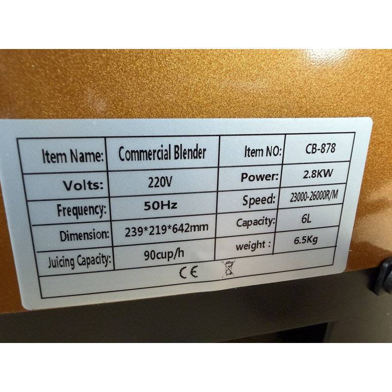 Блендер професійний барний Vektor CB 878 (6L) 2.8kW