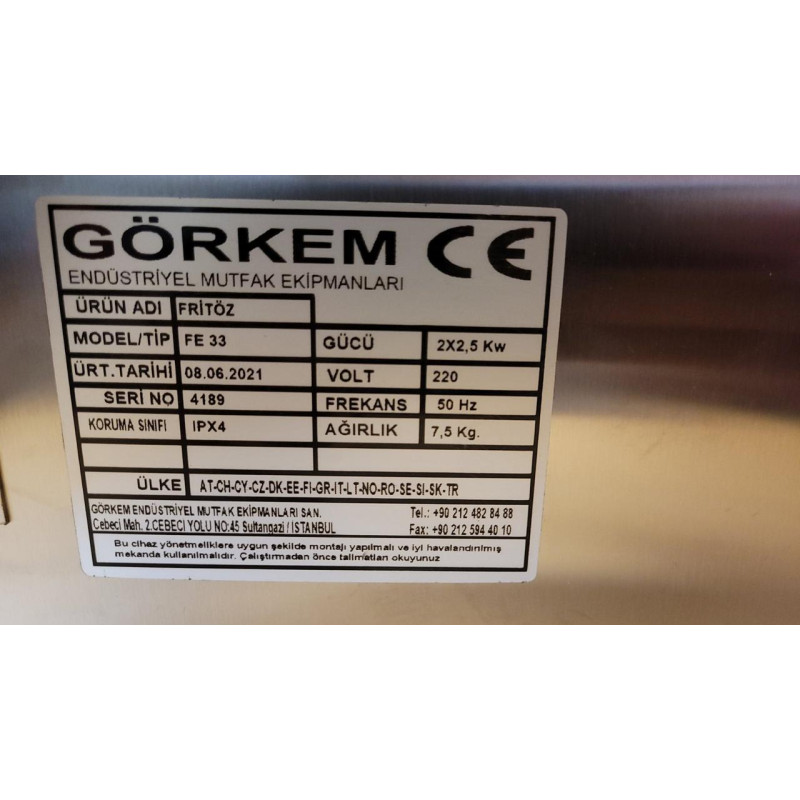 Фритюрниця електро фритюр подвійний Görkem FE 33 (3+3 літрів)