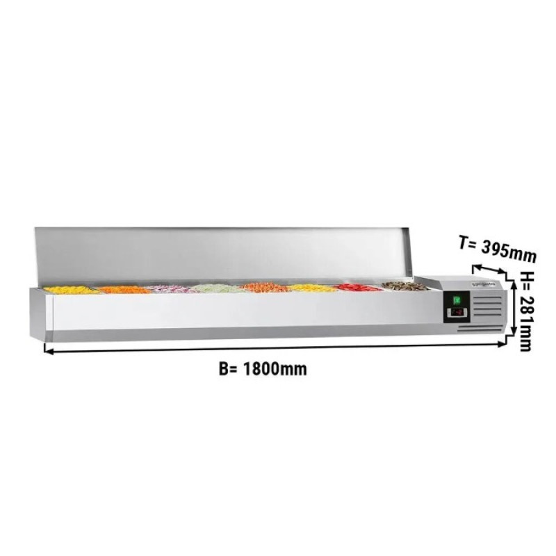 Холодильна вітрина 1800x395мм - 8x GN 1/3 PREMIUM GGM Gastro AGG184END
