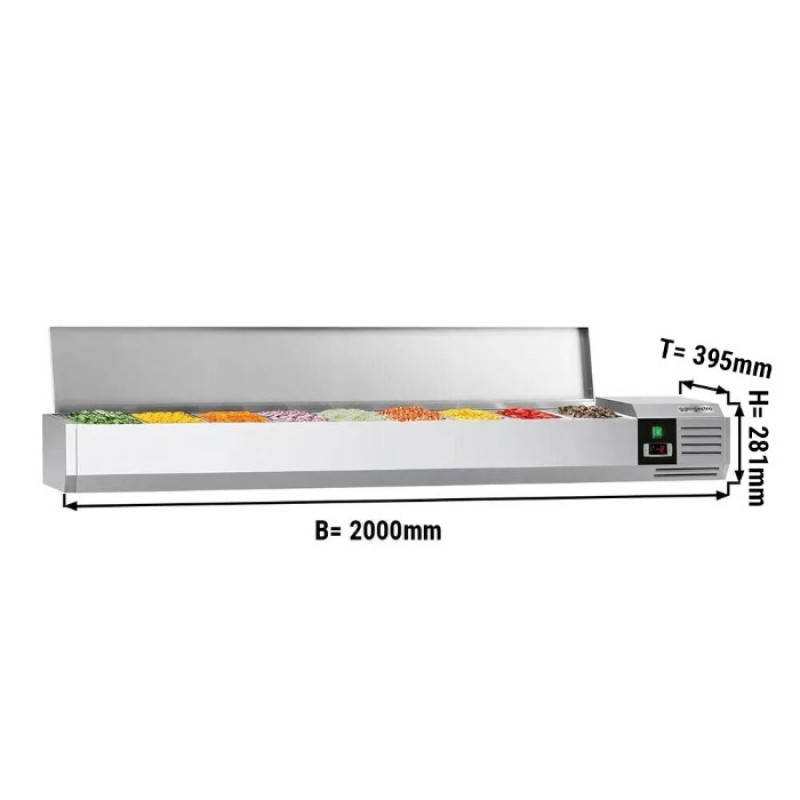 Холодильна вітрина 2000x395мм - 9x GN 1/3 PREMIUM GGM Gastro AGG204END