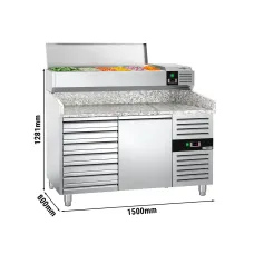Холодильний стіл для піци з настільною вітриною PREMIUM - 1.5 x 0.8 m 190 л GGM Gastro POS158SND#AGG154END