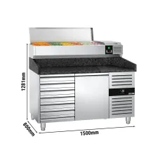 Холодильний стіл для піци з настільною вітриною PREMIUM - 1,5 x 0,8 m GGM Gastro POS158SSG#AGG153END