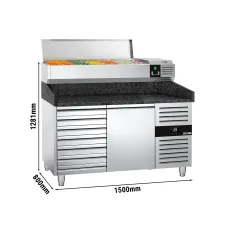 Холодильний стіл для піци з настільною вітриною PREMIUM - 1,5 x 0,8 m GGM Gastro POS158SSG#AGG154END