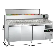 Холодильний стіл для піци з настільною вітриною PREMIUM - 2,0 x 0,8 m GGM Gastro POS208ND#AGG203END