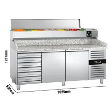 Холодильний стіл для піци з настільною вітриною PREMIUM - 2,0 x 0,8 m GGM Gastro POS208SND#AGG204END