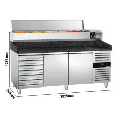 Холодильний стіл для піци з настільною вітриною PREMIUM - 2,0 x 0,8 m GGM Gastro POS208SSG#AGG203END