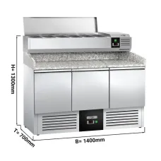Холодильний стіл для піци з вітриною PREMIUM 1,4 x 0,7 м GGM Gastro POG147ND#AGG143END
