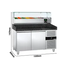 Холодильний стіл для піци зі скляною вітриною PREMIUM -1,5 x 0,8 m GGM Gastro POS158SG#AGG154ND