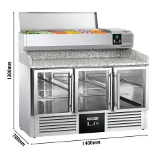 Холодильний стіл із вітриною PREMIUM - 1,4 x 0,7 m GGM Gastro POG147ND#AGG143END#GT
