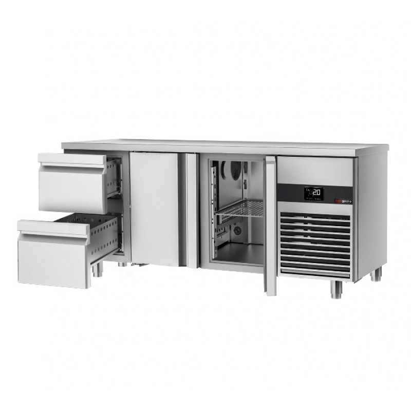 Холодильний стіл PREMIUM - 1.86 x 0.7 m (2 дверцята, 2 висувні секції) GGM Gastro KTF187ND-EF#2T#2S