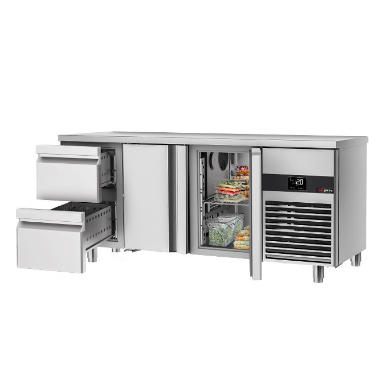 Холодильний стіл PREMIUM - 1.86 x 0.7 m (2 дверцята, 2 висувні секції) GGM Gastro KTF187ND-EF#2T#2S