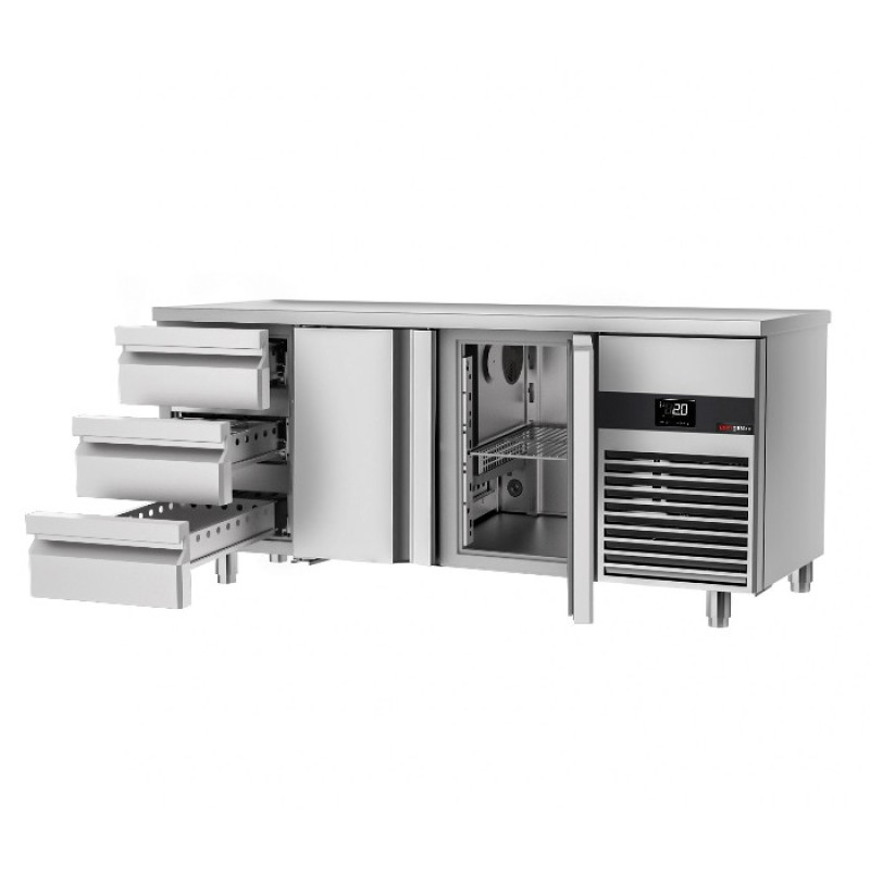 Холодильний стіл PREMIUM - 1.86 x 0.7 m (2 дверцята, 3 висувні секції) GGM Gastro KTF187ND-EF#2T#3S