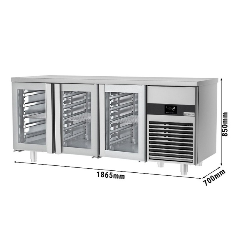 Холодильний стіл PREMIUM - 1,86 x 0,7 м - 3 скляні двері GGM Gastro KTF187ND-EF#3G