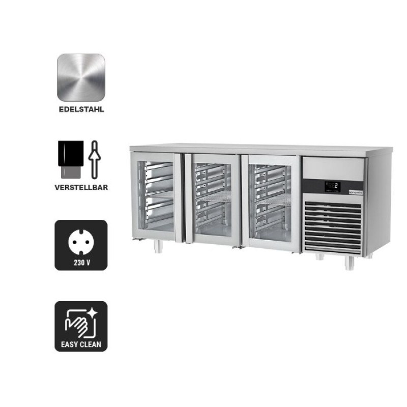 Холодильний стіл PREMIUM - 1,86 x 0,7 м - 3 скляні двері GGM Gastro KTF187ND-EF#3G