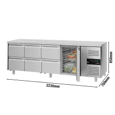 Холодильний стіл PREMIUM - 2,2 x 0,7 m 6 висув.секції GGM Gastro KTS227ND#1T#6S