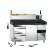 Холодильний стіл саладетта для піци PREMIUM -1,5 x 0,8 m 190 л GGM Gastro POS158SSG