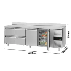 Холодильний стіл з бортом ЕСО - 2,2 x 0,7 m 4 висув.секції GGM Gastro KTS227AND#2T#4S