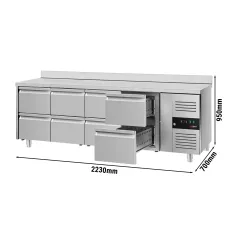 Холодильний стіл з бортом ЕСО - 2,2 x 0,7 m 8 висув.секції GGM Gastro KTS227AND#8S