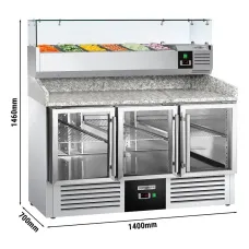 Холодильний стіл з вітриною PREMIUM - 1,4 x 0,7 m GGM Gastro POG147ND#AGG143ND#GT