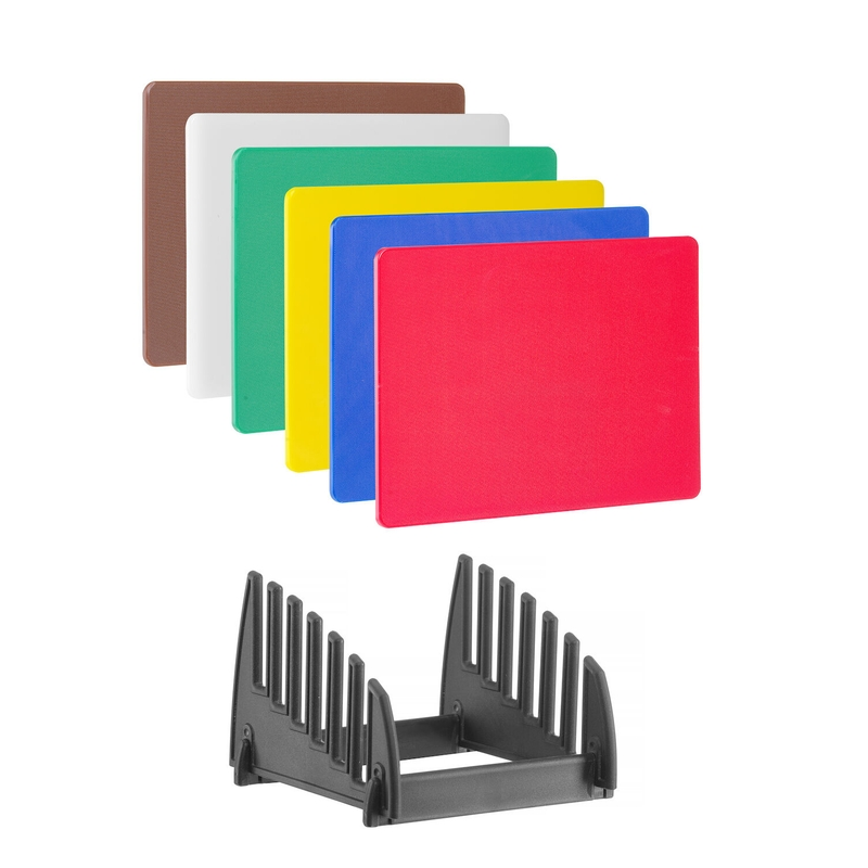 Набір обробних дощок HACCP 450x300x(H)10мм + стійка 825686 Hendi LDPE (Low density Polyethylene);PP (Polypropylene)