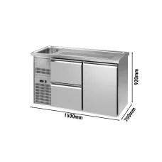 Пивний прилавок 1,5 x 0,7 м (1 дверцята 2 висув.секції 1 раковина) GGM Gastro BLA157#ETA#SBA1212