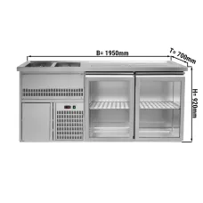 Пивний прилавок 1,95 x 0,7 м (2 скляні дверцята / 2 раковини) GGM Gastro BLA207#2#GTA
