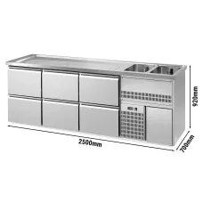 Пивний прилавок 2,5 x 0,7 м - з 6 висувними секціями 1/2 GGM Gastro BRA257#3#SBA1212