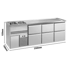 Пивний прилавок 2,5 x 0,7 м - з 6 висувними секціями 2/5+3/5 GGM Gastro BLA257#3#SBA2535