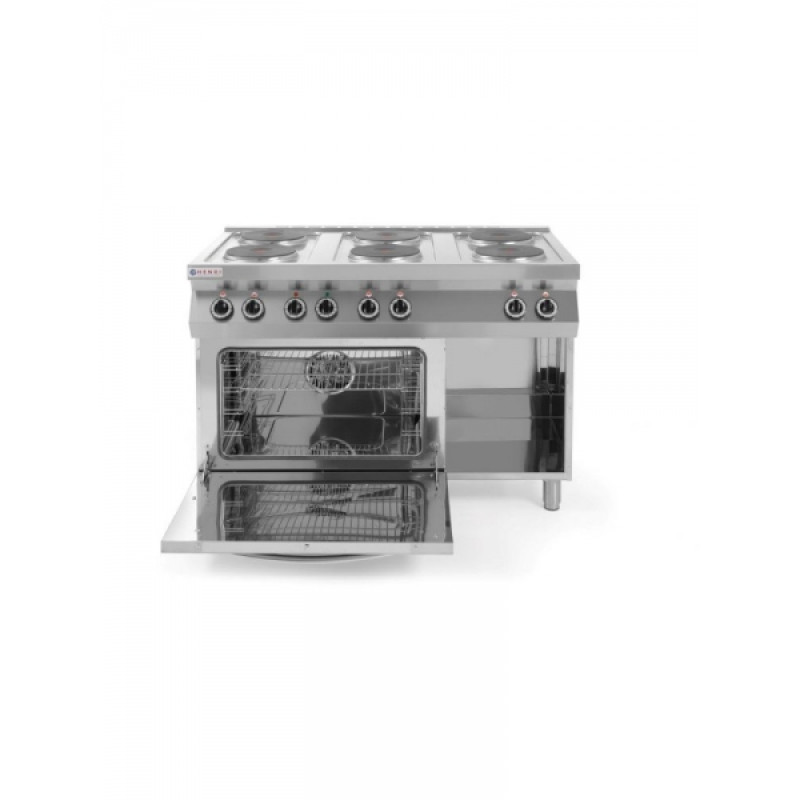 Плита електрична 6-ти конфорочна Kitchen Line Hendi 226247 з електричною конвекційною жарочною шафою GN 1/1