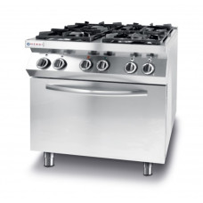 Плита газова 4-х конфоркова Kitchen Line з електричною конвекційною шафою для смаження GN 1/1 225882 Hendi Stainless steel