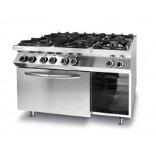Плита газова 6-ти конфоркова Kitchen Line з електричною конвекційною духовою шафою GN 1/1 225899 Hendi Stainless steel