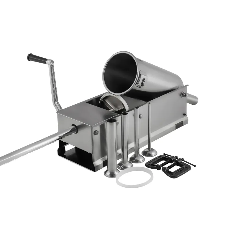 Шприц ковбасний ZUVER Stuffer Horizontal 5 (SH-5) корпус нержавіюча сталь S/S201 (преміальна марка), міцні шестерні, 2 швидкості, 5 насадок, 2 ущільнювальні кільця