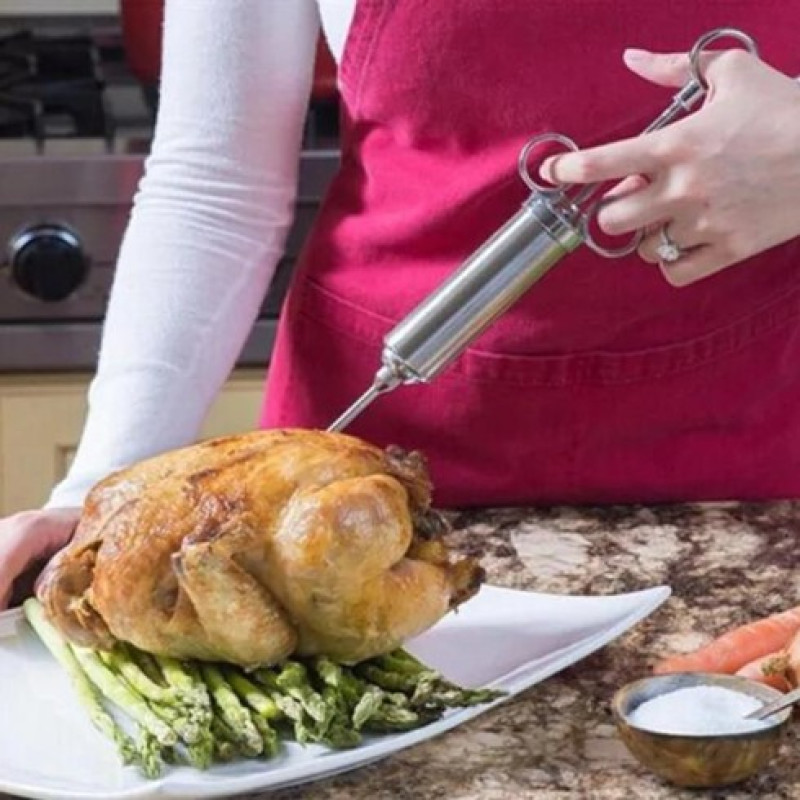 Шприц кухонний з нержавіючої сталі для маринування м'яса та птиці ZUVER MEAT-3