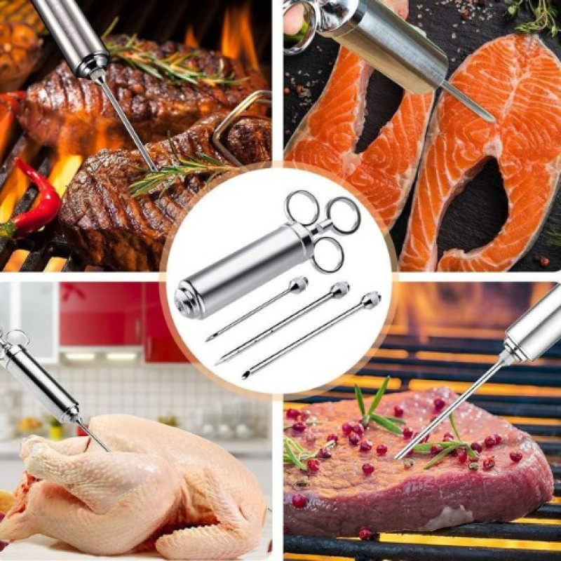 Шприц кухонний з нержавіючої сталі для маринування м'яса та птиці ZUVER MEAT-3