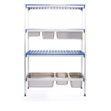 Стелаж складський алюмінієвий для контейнерів GN 1/1 812266 Hendi Aluminium;PP (Polypropylene)