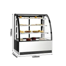 Вітрина кондитерська 1,2 m - 3 полиці - з гнутим склом (LED) GGM Gastro KTH12713R