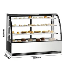 Вітрина кондитерська 1,8 m - 3 полиці - з гнутим склом (LED) GGM Gastro KTH18713R